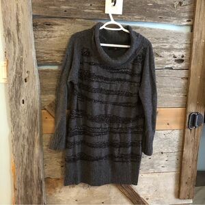 Mxm Plus Size 3X Grey/Black Long Cowl Neck Sweater
